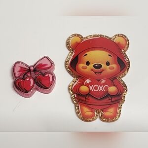 Flatback Bear Valentine Focal Beads Acrylic‎ Badge Keychain Crafts Bag Clip